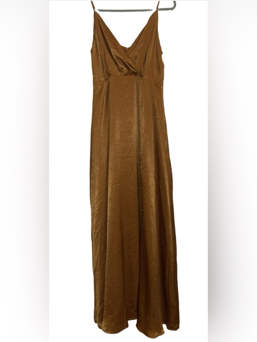 Lulu's Copper-Brown Satin Maxi Dress